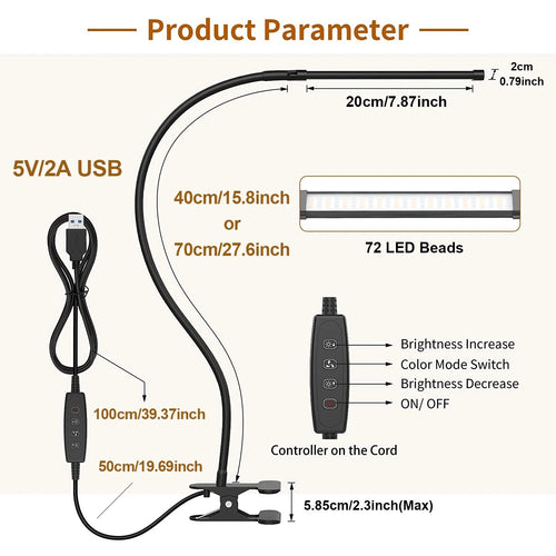 36 10W LED Dimmable Clip On Lamp — image 2