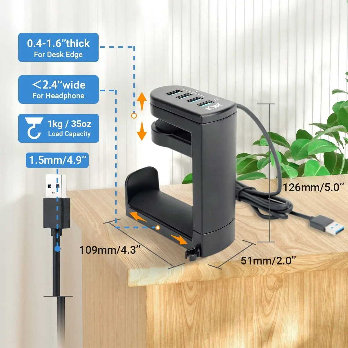 34 Under Desk Headphone Bracket USB — image 6